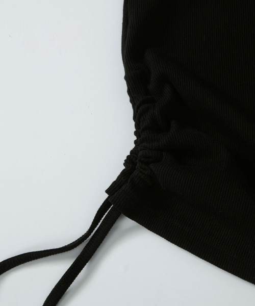 LAYER SHIRRING DRESS / BLACK