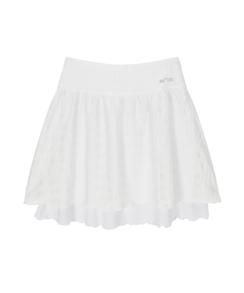 LACY CHECK SKIRT / WHITE
