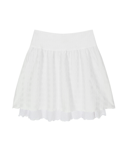 LACY CHECK SKIRT / WHITE