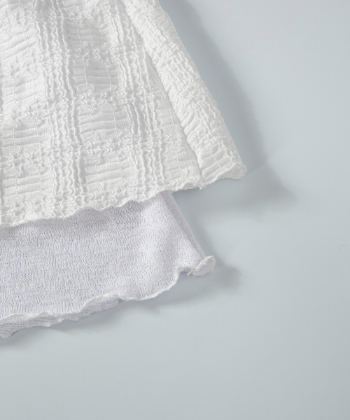 LACY CHECK SKIRT / WHITE