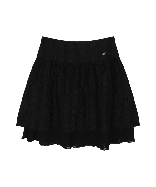 LACY CHECK SKIRT / BLACK
