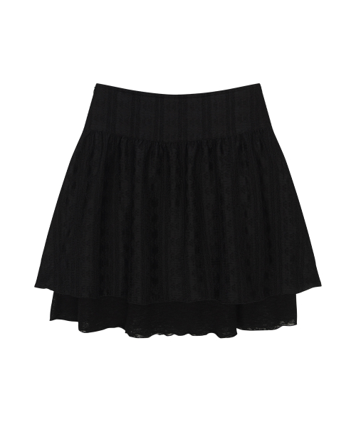 LACY CHECK SKIRT / BLACK