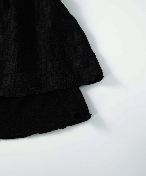 LACY CHECK SKIRT / BLACK