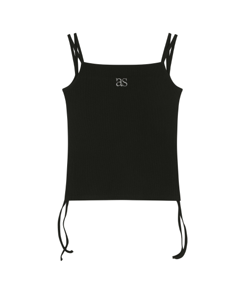 LAYER SHIRRING SLEEVELESS / BLACK