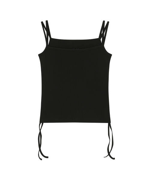 LAYER SHIRRING SLEEVELESS / BLACK