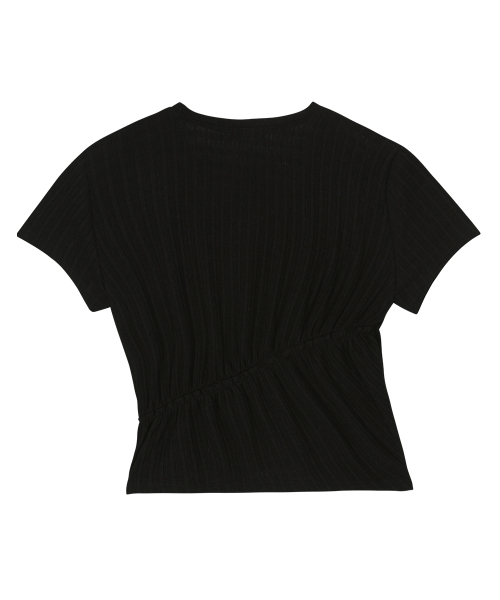 SOFT SHIRRING TEE / BLACK