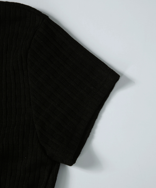 SOFT SHIRRING TEE / BLACK