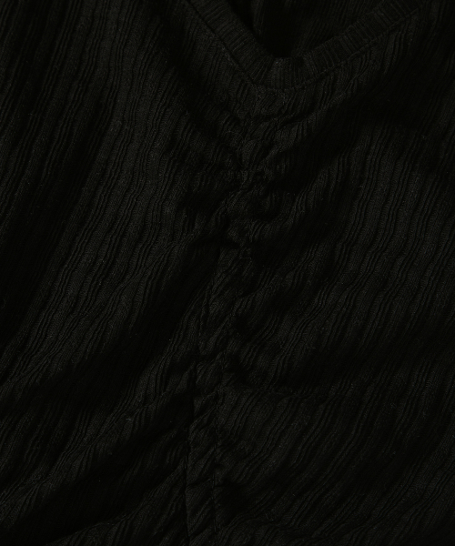 SOFT SHIRRING TEE / BLACK