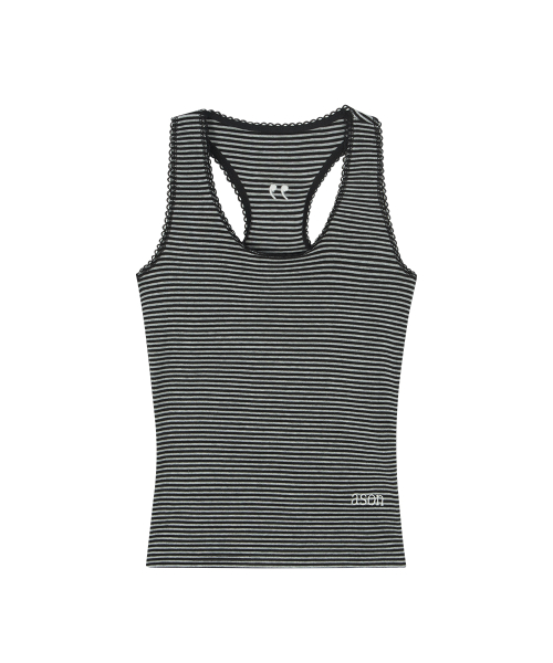 RIPPLE STRIPE SLEEVELESS / BLACK