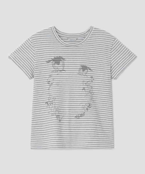 Cry Eyes Stripe Short Sleeve Top [Gray]
