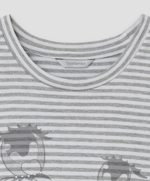 Cry Eyes Stripe Short Sleeve Top [Gray]