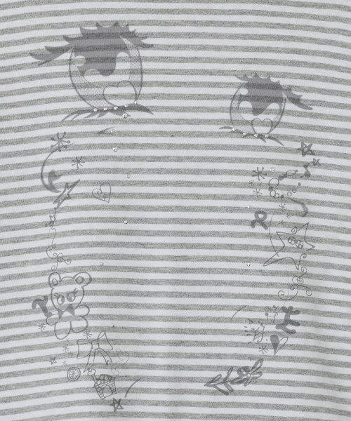 Cry Eyes Stripe Short Sleeve Top [Gray]