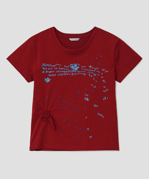 Glittered Spiral Ruched Top [Red]