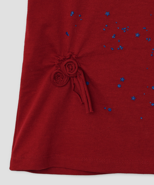 Glittered Spiral Ruched Top [Red]