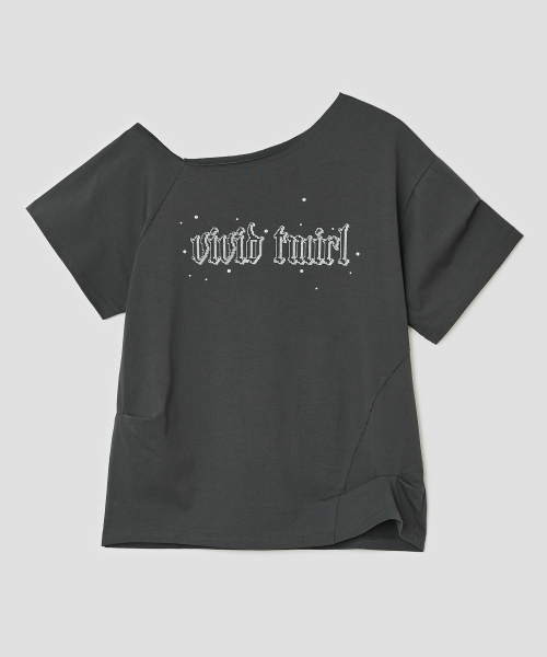 Hotfix Stitch Off Shoulder Top [Charcoal]