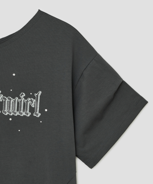 Hotfix Stitch Off Shoulder Top [Charcoal]