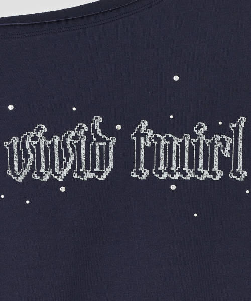 Hotfix Stitch Off Shoulder Top [Navy]