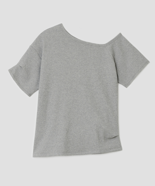 Textured Ruched Off Shoulder Short Sleeve Top [Gray]