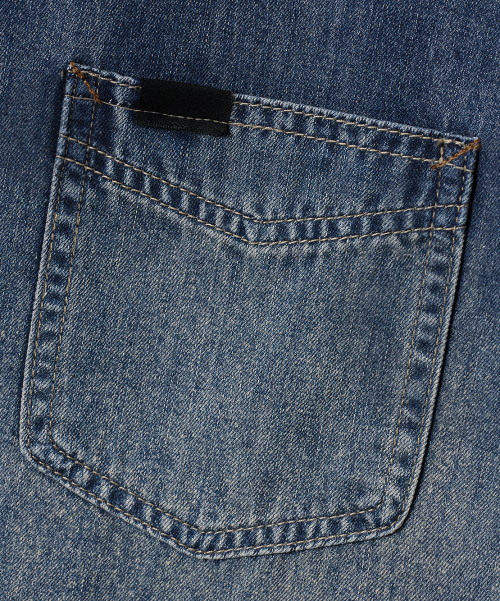BIO WASHING CROP DENIM SHORT SLEEVE SHIRT_2 COLOR