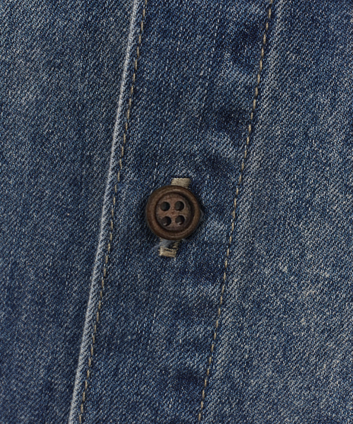 BIO WASHING CROP DENIM SHORT SLEEVE SHIRT_2 COLOR