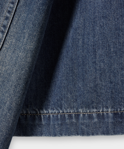 BIO WASHING CROP DENIM SHORT SLEEVE SHIRT_2 COLOR