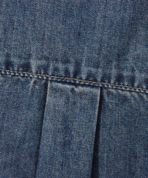 BIO WASHING CROP DENIM SHORT SLEEVE SHIRT_2 COLOR