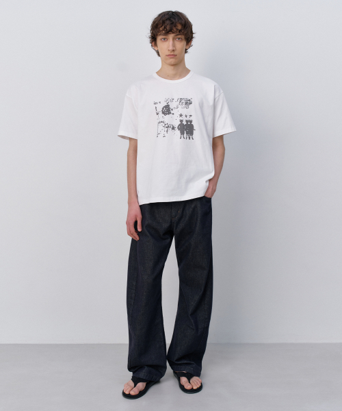 Knotted Graphic T-Shirt WHITE