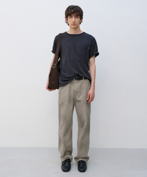 Scoop Neck Pocket Short Sleeve MELANGE CHARCOAL