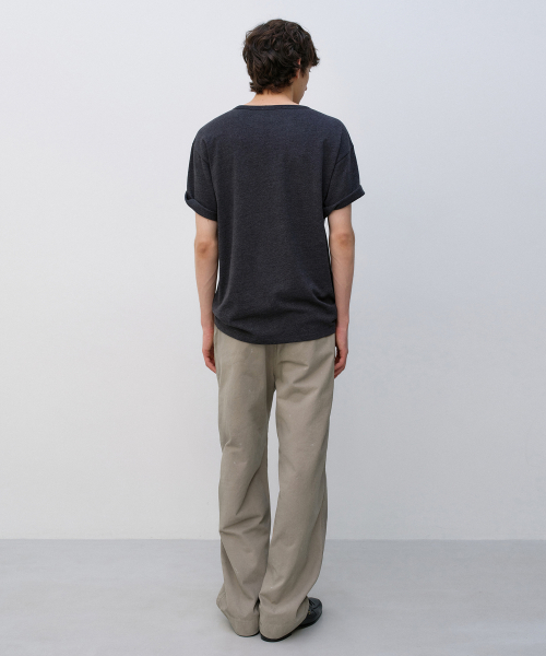 Scoop Neck Pocket Short Sleeve MELANGE CHARCOAL