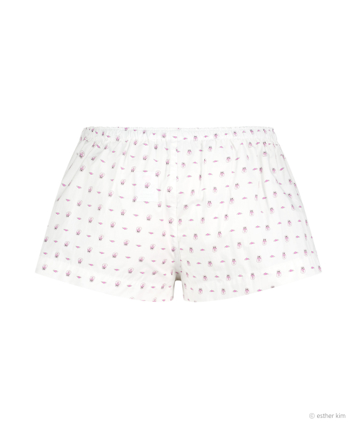 ESTHER BUNNY X AS IF CALIE MINI PRINT COTTON SHORTS WHITE