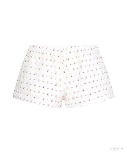 ESTHER BUNNY X AS IF CALIE MINI PRINT COTTON SHORTS WHITE