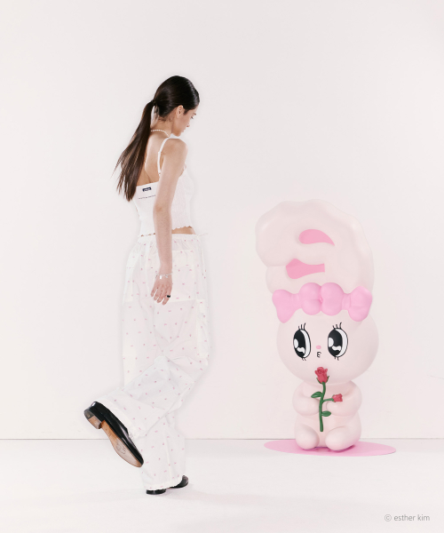 ESTHER BUNNY X AS IF CALIE BUNNY PARACHUTE CARGO PANTS WHITE