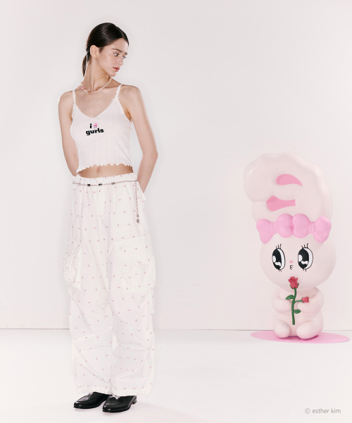 ESTHER BUNNY X AS IF CALIE BUNNY PARACHUTE CARGO PANTS WHITE