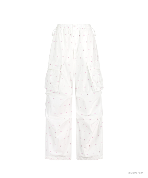 ESTHER BUNNY X AS IF CALIE BUNNY PARACHUTE CARGO PANTS WHITE