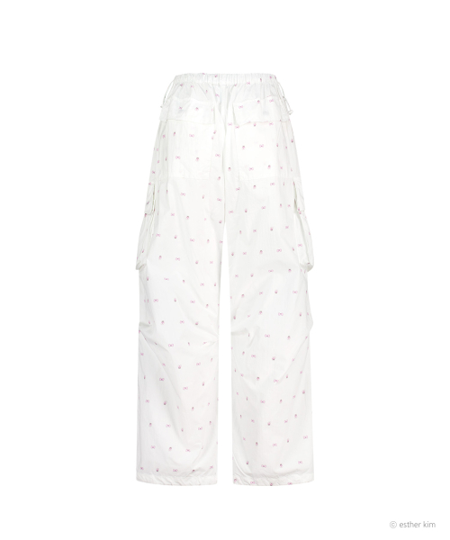 ESTHER BUNNY X AS IF CALIE BUNNY PARACHUTE CARGO PANTS WHITE