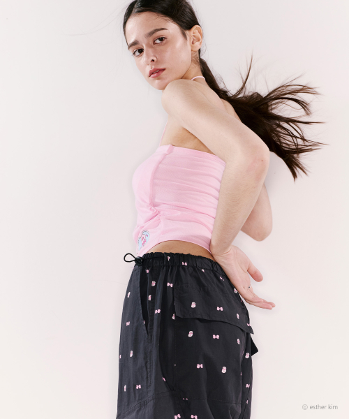ESTHER BUNNY X AS IF CALIE BUNNY PARACHUTE CARGO PANTS BLACK