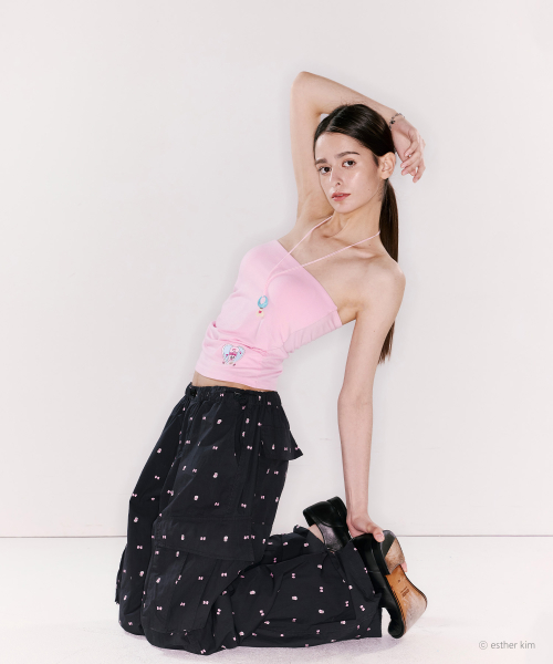 ESTHER BUNNY X AS IF CALIE BUNNY PARACHUTE CARGO PANTS BLACK