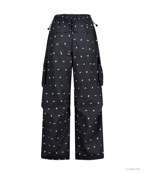 ESTHER BUNNY X AS IF CALIE BUNNY PARACHUTE CARGO PANTS BLACK