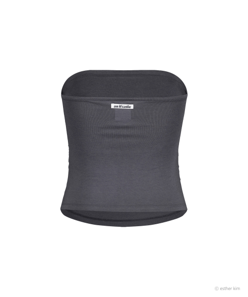 ESTHER BUNNY X AS IF CALIE HEART BUNNY PADDED TUBE TOP CHARCOAL