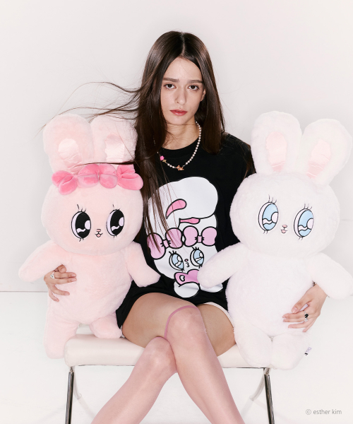 ESTHER BUNNY X AS IF CALIE BUNNY GRAPHIC OVERSIZED T-SHIRT BLACK