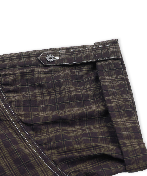 XTS045 러기드 크롭 체크 셔츠 (PURPLE/BROWN)