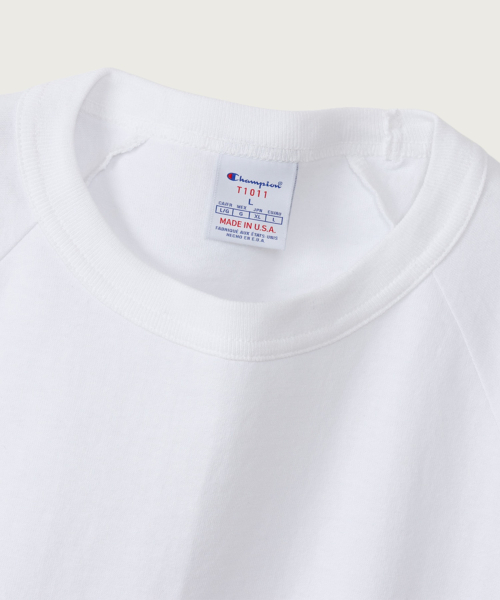 T1011 헤비웨이트 래글런 7부 슬리브 티셔츠 White (Made in USA)