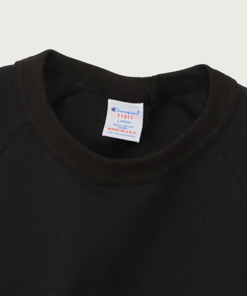 T1011 헤비웨이트 래글런 7부 슬리브 티셔츠 Black (Made in USA)