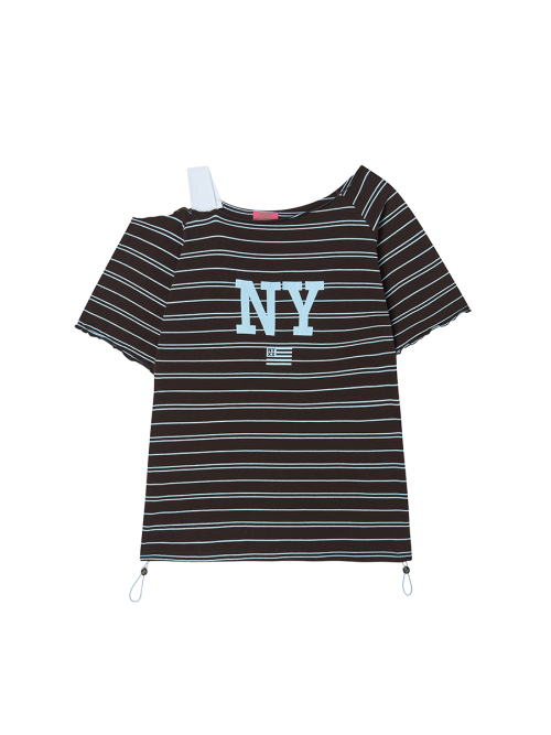 STRIPE OFF SHOULDER SS CHARCOAL