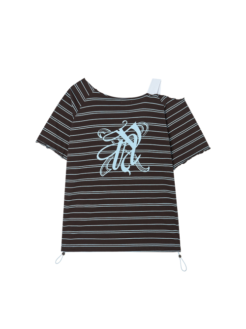STRIPE OFF SHOULDER SS CHARCOAL