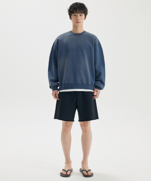 ME WASHED OVERLAY SWEATSHIRT / NAVY