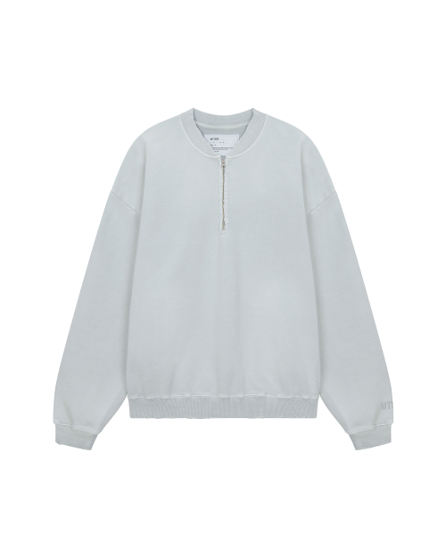 VTG WASHED HALF ZIP SWEATSHIRT / LIGHT GRAY