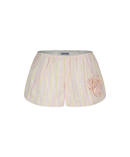 STRIPE CORSAGE BALLOON SHORTS PINK