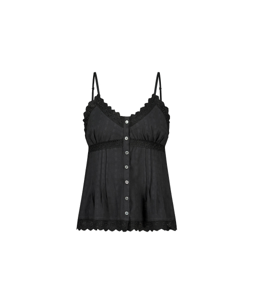 PIN-TUCK LACE SLEEVELESS BLACK