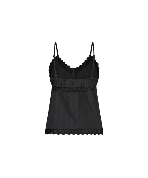 PIN-TUCK LACE SLEEVELESS BLACK